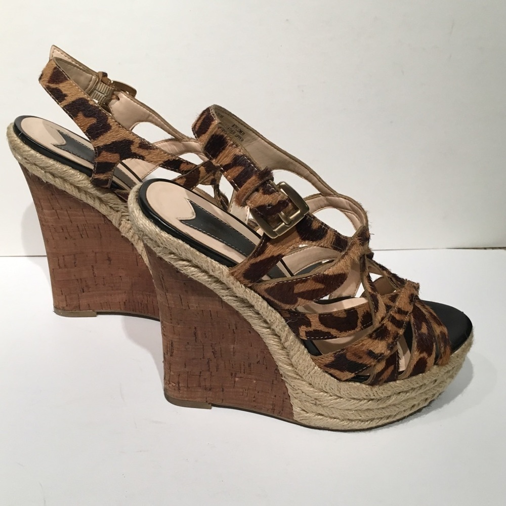 Boutique 9 Leopard Calf-hair Platform Wedges - Picture 2 of 7